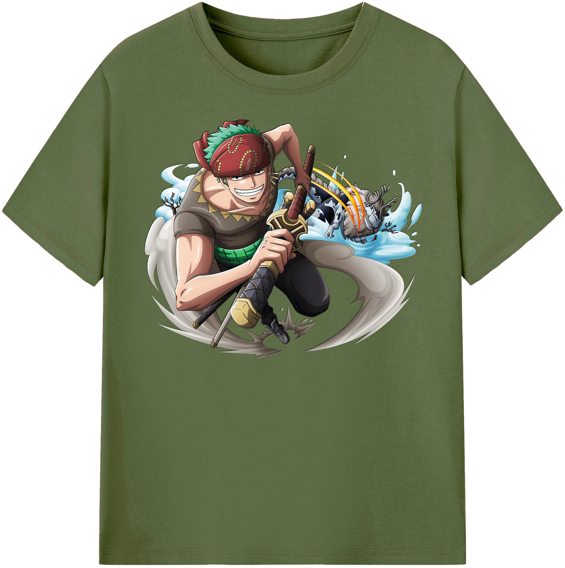 ワンピース ロロノア・ゾロ ONE PIECE Roronoa Zoro 綿100％半袖Tシャツ（フロントプリント）
